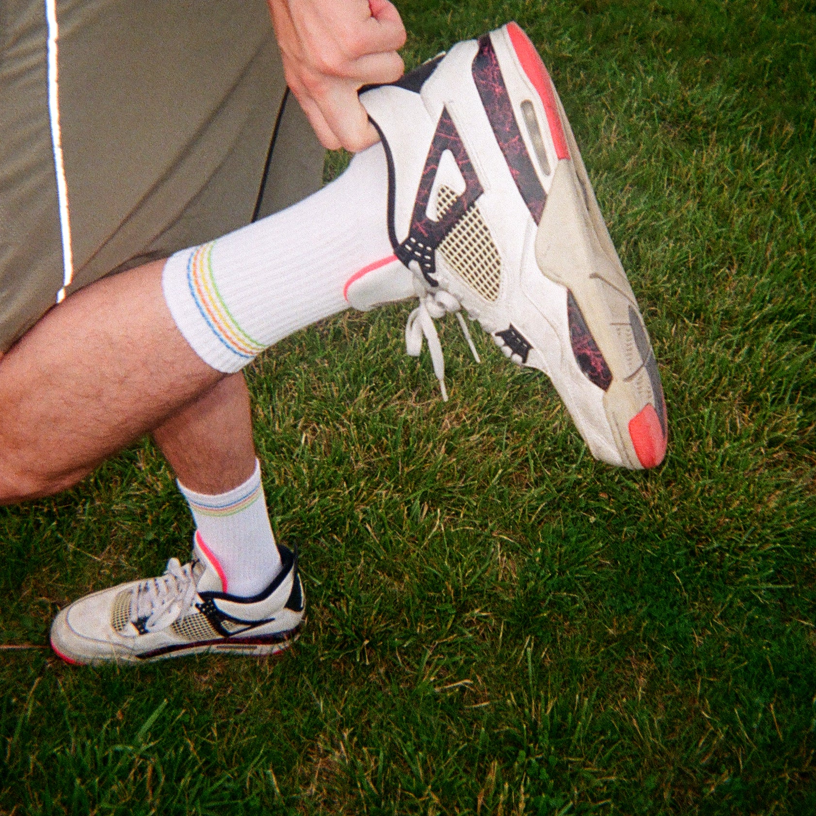 White HIVEMIND x DAMAGE Socks